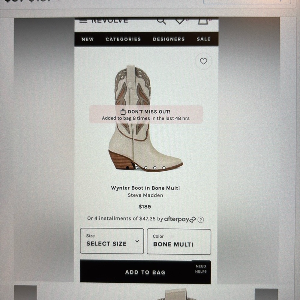 Sold out Steve Madden cowgirl boots!